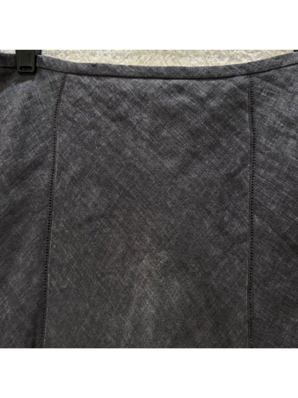 Charcoal Grey A-Line Linen Panel Flare Midi Skirt Size S Lined Side Zip Prairie - Picture 7 of 12